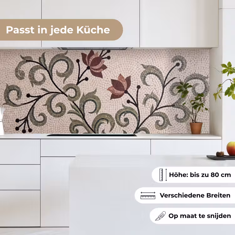 Bloemen - Mozaïek - Patroon - Abstract - Groen keuken achterwand 2 middel -sfeer4_DE
