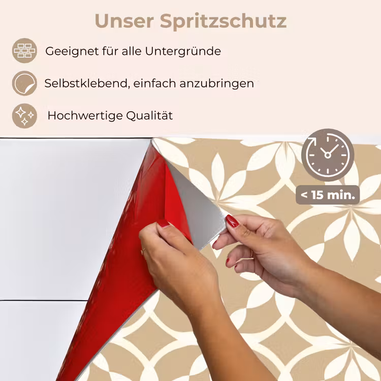 Bloemen - Patroon - Beige keuken achterwand spatscherm klein 900 -spatscherm_DE