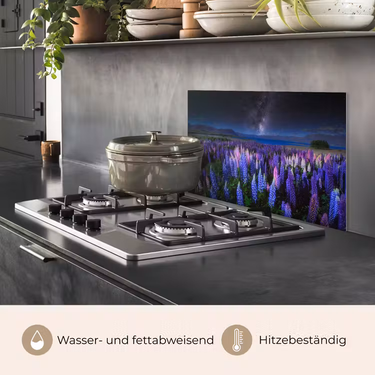 Bloemen - Nacht - Lupine - Sterrenhemel - Paars - Natuur keuken achterwand spatscherm klein -usp_DE