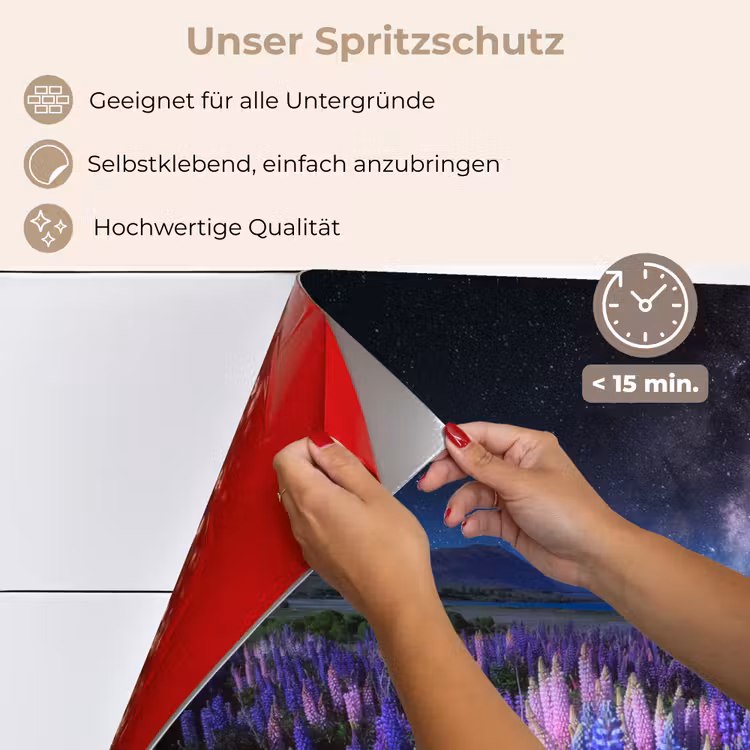 Bloemen - Nacht - Lupine - Sterrenhemel - Paars - Natuur keuken achterwand spatscherm klein -spatscherm_DE