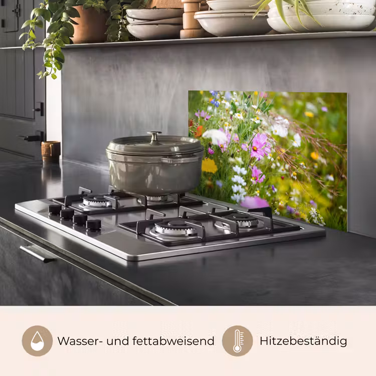 Bloemen - Natuur - Groen - Gras - Paars - Wit keuken achterwand spatscherm klein -usp_DE