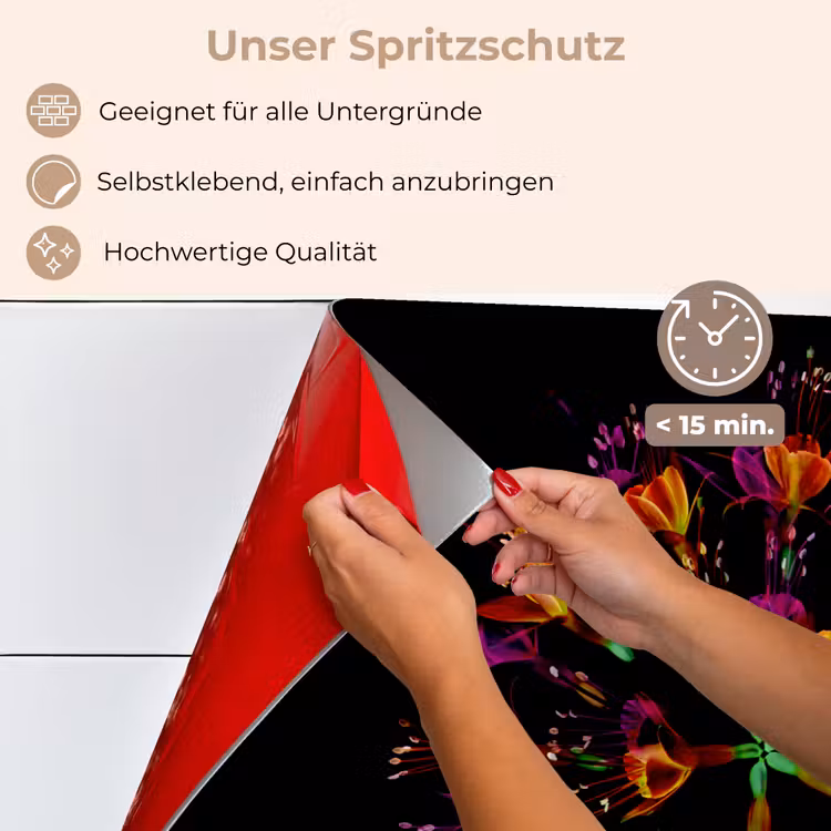Bloemen - Oranje - Roze - Zwart keuken achterwand spatscherm klein -spatscherm_DE