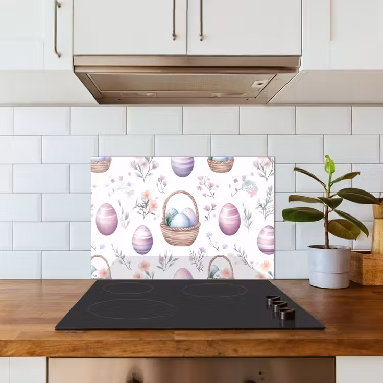 Bloemen - Paaseieren - Patroon keuken achterwand spatscherm klein -sfeer2