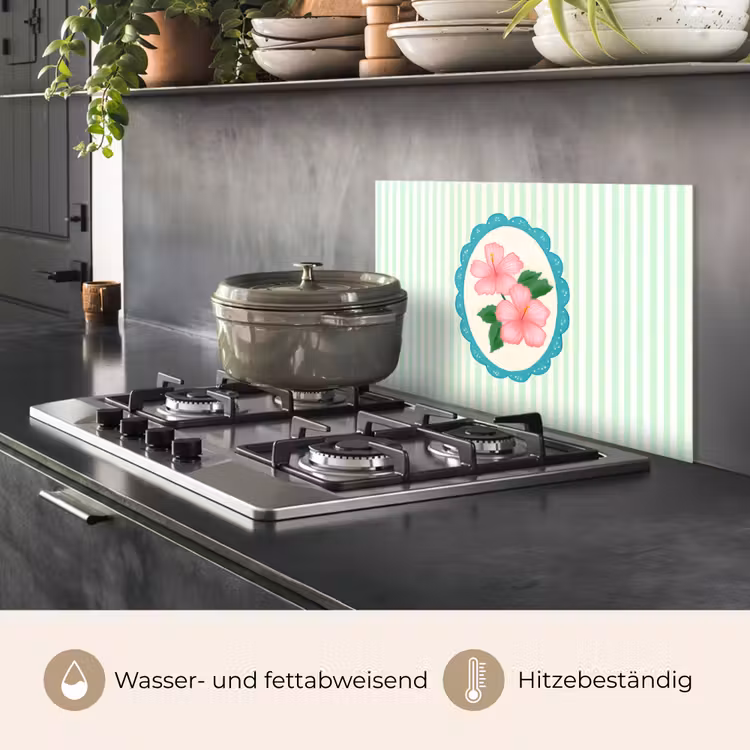Bloemen - Ovaal - Strepen - Groen keuken achterwand spatscherm klein -usp_DE