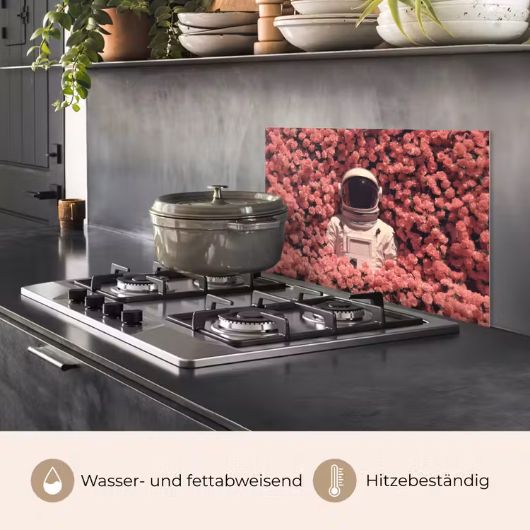 Bloemen - Roze - Astronaut keuken achterwand spatscherm klein -usp_DE