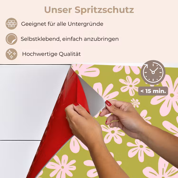 Bloemen - Roze - Getekend - Patroon keuken achterwand spatscherm klein -spatscherm_DE
