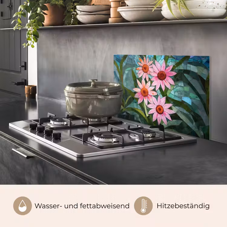 Bloemen - Roze - Glasmozaïek keuken achterwand spatscherm klein -usp_DE
