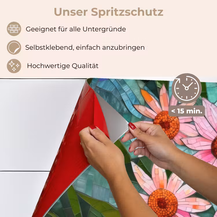 Bloemen - Roze - Glasmozaïek keuken achterwand spatscherm klein -spatscherm_DE