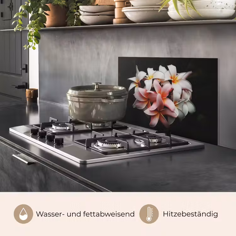 Bloemen - Roze - Zwart - Flora - Botanisch keuken achterwand spatscherm klein -usp_DE