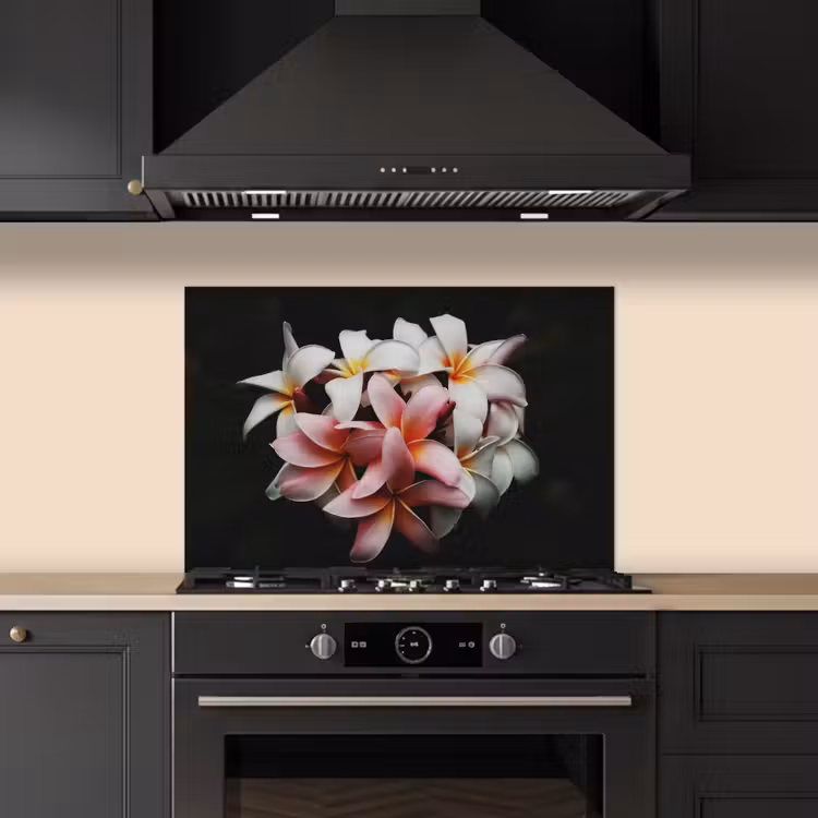 Bloemen - Roze - Zwart - Flora - Botanisch keuken achterwand spatscherm klein -sfeer1