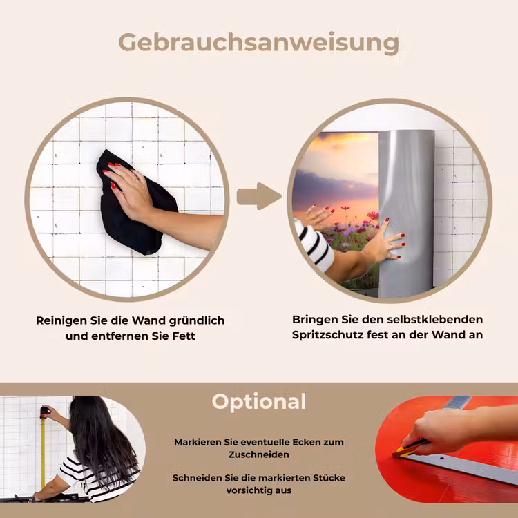 Bloemen - Roze - Zonsondergang - Natuur - Weide - Horizon keuken achterwand spatscherm klein -gebruiksaanwijzing_DE