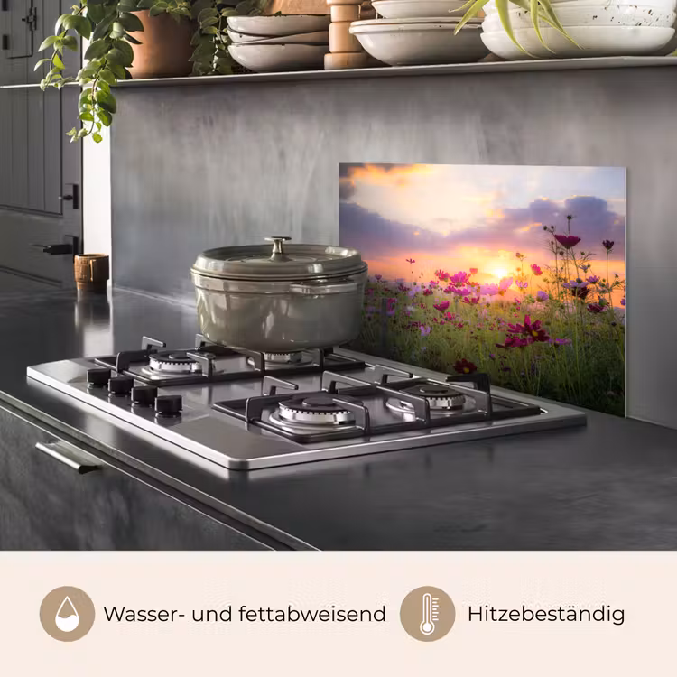 Bloemen - Roze - Zonsondergang - Natuur - Weide - Horizon keuken achterwand spatscherm klein -usp_DE