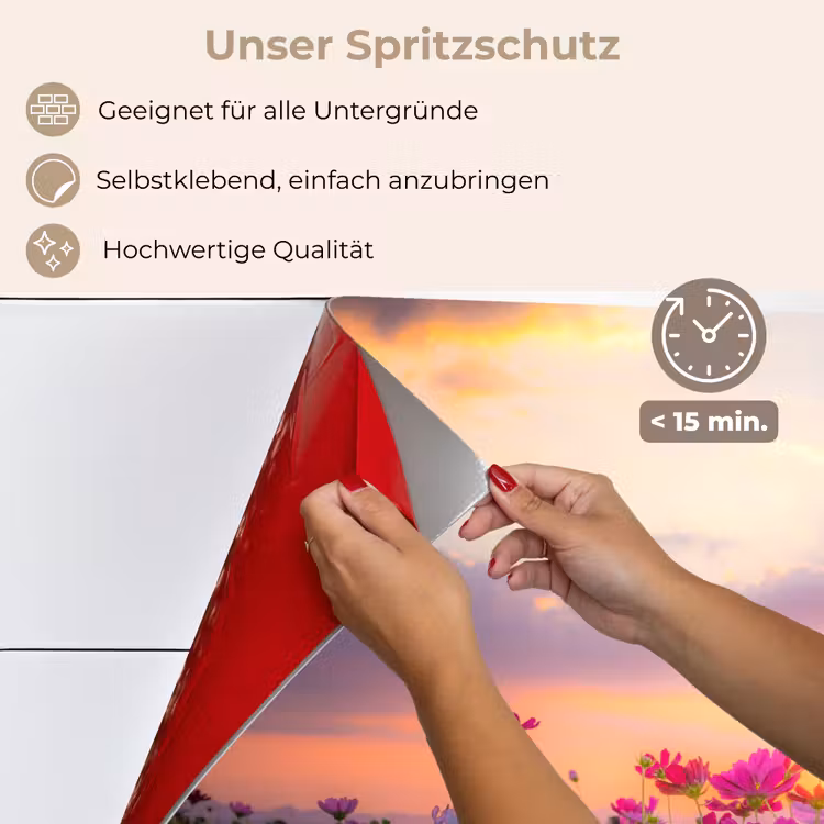 Bloemen - Roze - Zonsondergang - Natuur - Weide - Horizon keuken achterwand spatscherm klein -spatscherm_DE
