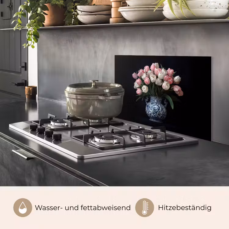 Bloemen - Roze - Tulpen - Vaas keuken achterwand spatscherm klein -usp_DE