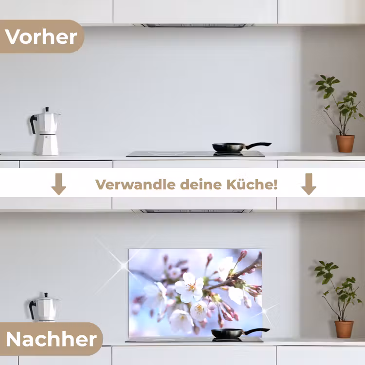 Bloemen - Sakura - Tak - Bloesem takken keuken achterwand spatscherm klein -voor_na_DE