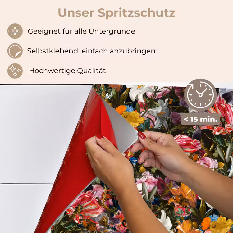 Bloemen - Vlinder - Design - Kunst - Abstract - Schilderij - Oude meesters keuken achterwand spatscherm klein -spatscherm_DE