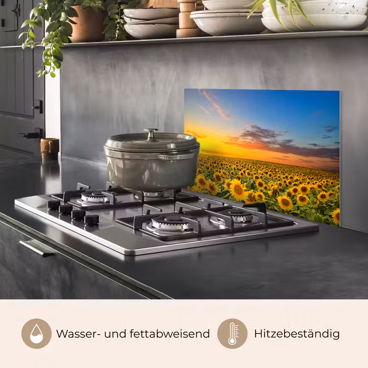Bloemen - Zonnebloem - Zonsondergang - Nacht - Oranje keuken achterwand spatscherm klein -usp_DE