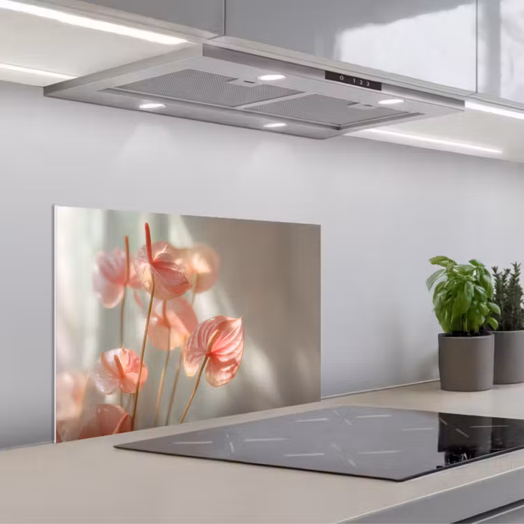 Bloemen - Stelen - Roze - Schaduw keuken achterwand spatscherm klein -3d_schuin