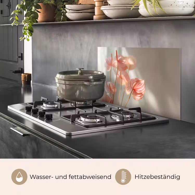 Bloemen - Stelen - Roze - Schaduw keuken achterwand spatscherm klein -usp_DE