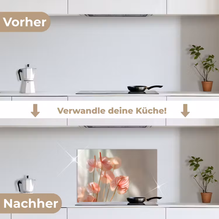 Bloemen - Stelen - Roze - Schaduw keuken achterwand spatscherm klein -voor_na_DE