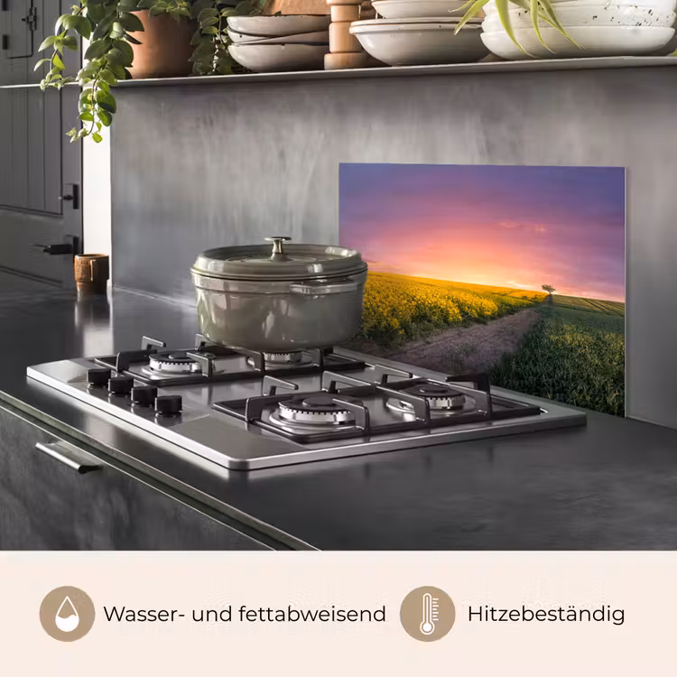Bloemen - Weg - Lucht - Geel - Paars - Zonsondergang - Natuur keuken achterwand spatscherm klein -usp_DE