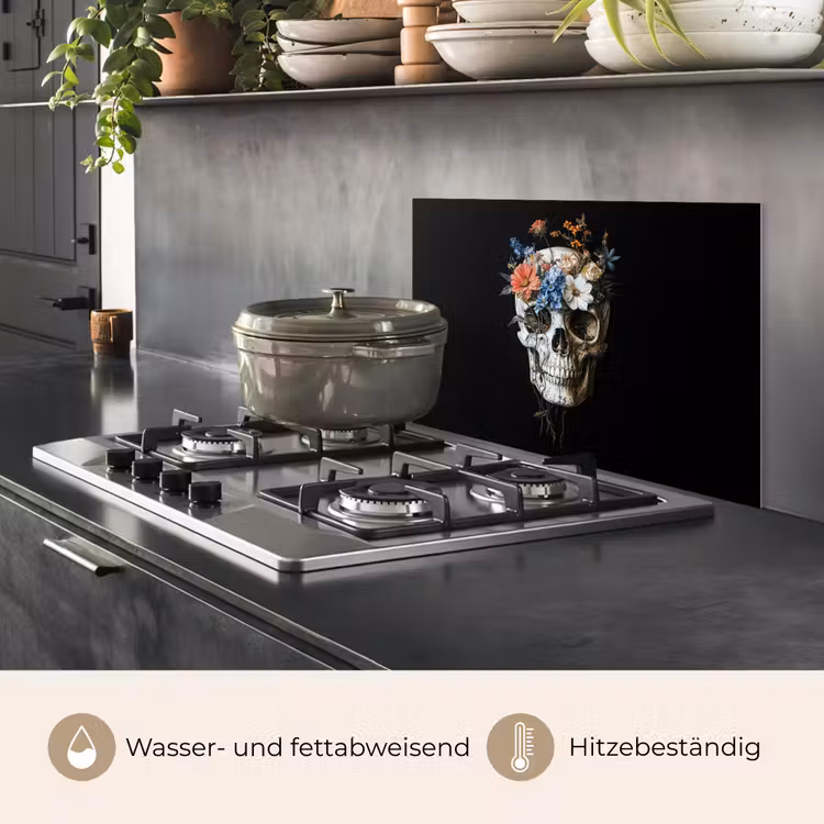 Bloemen - Schedel - Kleurrijk keuken achterwand spatscherm klein -usp_DE