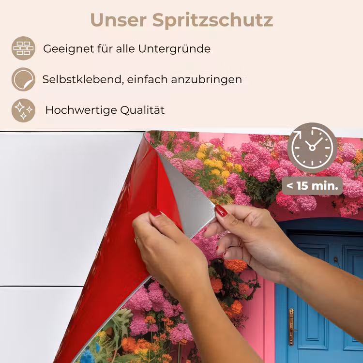 Bloemen - Deur - Roze keuken achterwand spatscherm klein -spatscherm_DE
