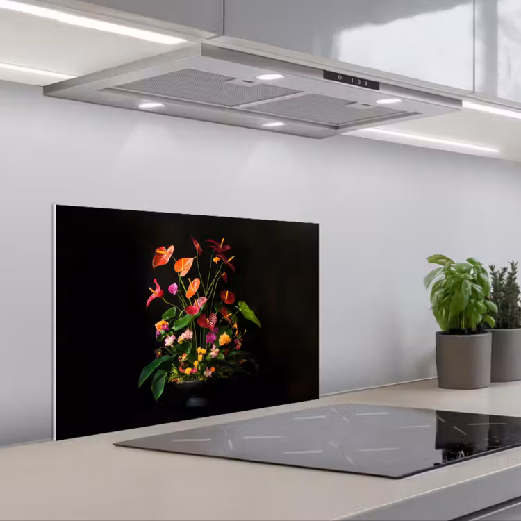 Bloemen - Vaas - Kleurrijk keuken achterwand spatscherm klein -3d_schuin