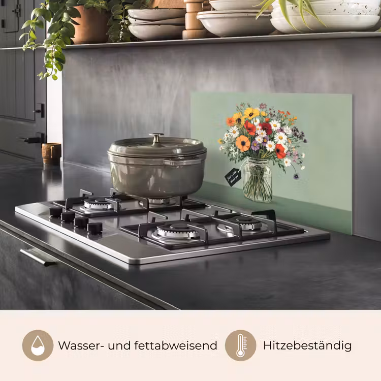 Bloemen - Vaas - Kaartje keuken achterwand spatscherm klein -usp_DE