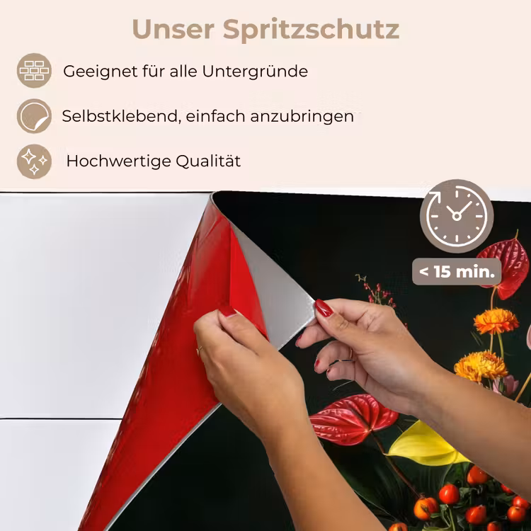 Bloemen - Vaas - Zwart keuken achterwand spatscherm klein -spatscherm_DE