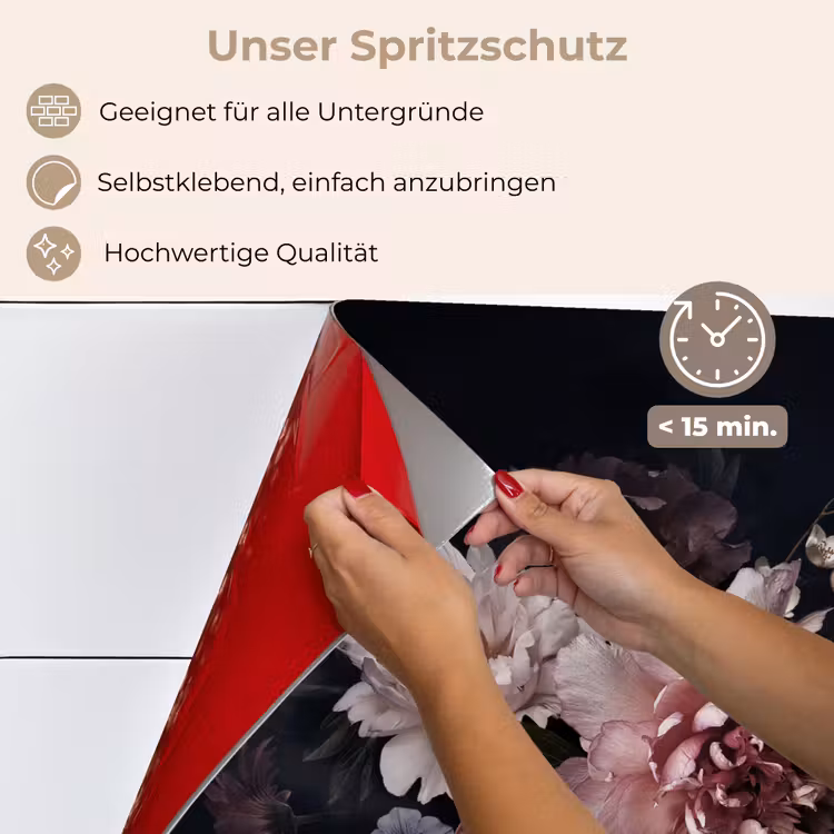Bloemen - Vintage - Pastel - Zwart - Boeket keuken achterwand spatscherm klein -spatscherm_DE