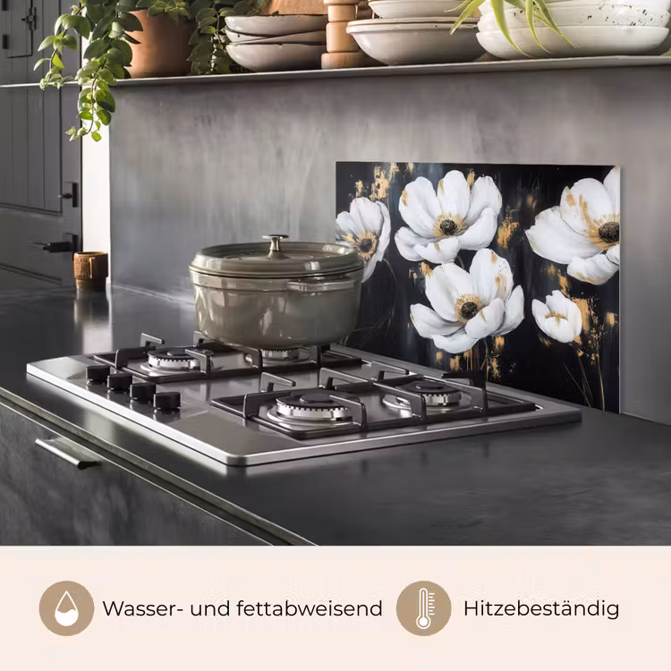 Bloemen - Wit - Abstract keuken achterwand spatscherm klein -usp_DE