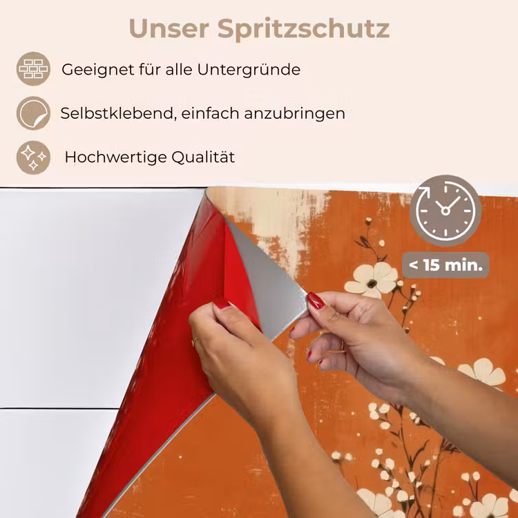 Bloemen - Wit - Subtiel - Roestkleur keuken achterwand spatscherm klein -spatscherm_DE
