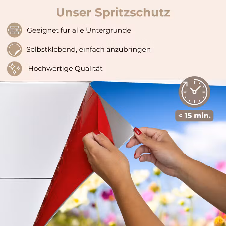Bloemen - Wei - Paars - Gras - Wit - Wolken - Blauw keuken achterwand spatscherm klein -spatscherm_DE