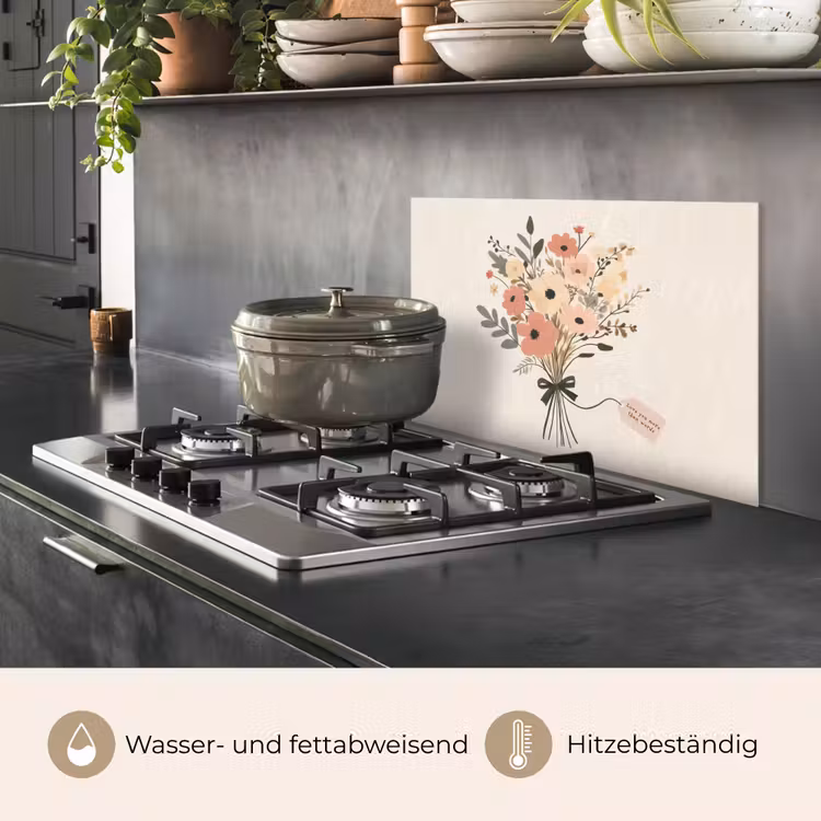 Bloemen - Quote - Beige - Lint keuken achterwand spatscherm klein -usp_DE