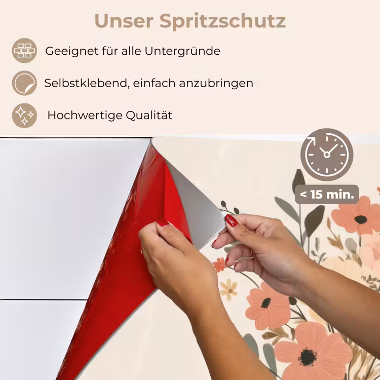 Bloemen - Quote - Beige - Lint keuken achterwand spatscherm klein -spatscherm_DE