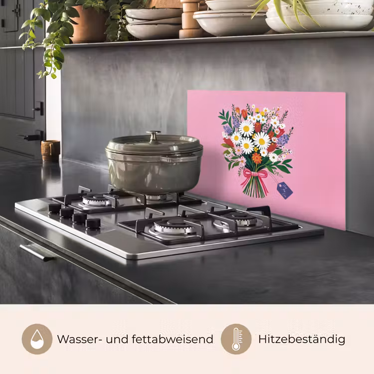 Bloemen - Quote - Kaartje - Kleurrijk keuken achterwand spatscherm klein -usp_DE
