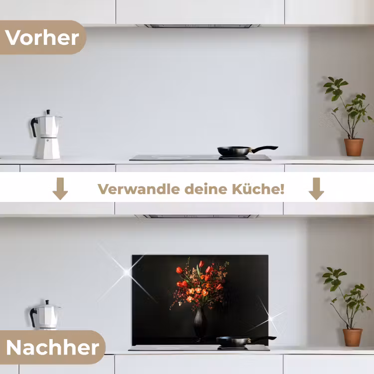 Bloemen - Takken - Boeket keuken achterwand spatscherm klein -voor_na_DE