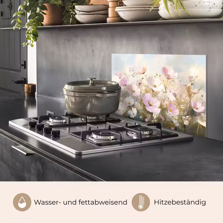 Bloemenveld - Lichte tinten - Geschilderd keuken achterwand spatscherm klein -usp_DE
