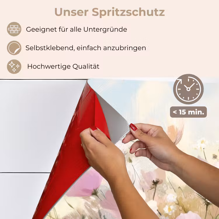 Bloemenveld - Lichte tinten - Geschilderd keuken achterwand spatscherm klein -spatscherm_DE