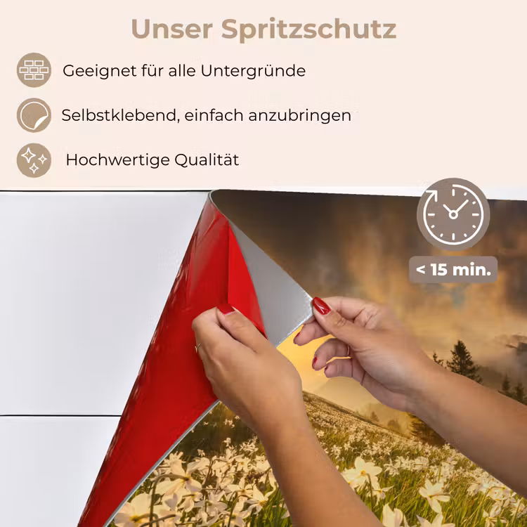 Bloemenveld - Heuvels - Zonsondergang - Berg - Natuur - Wit - Heuvels keuken achterwand spatscherm klein -spatscherm_DE