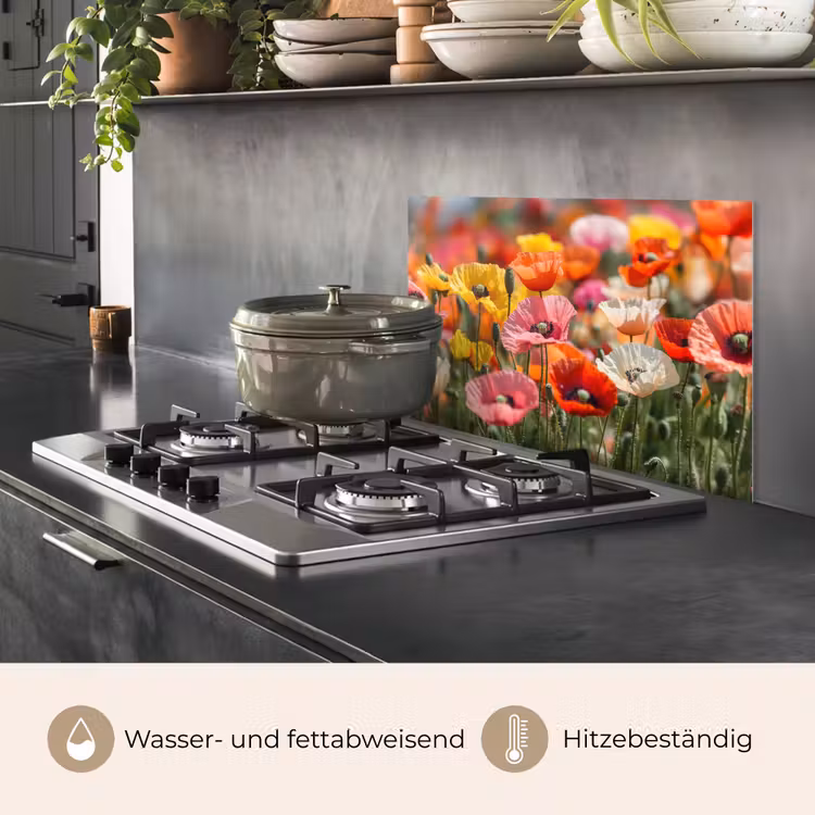 Bloemenveld - Klaprozen - Kleurrijk keuken achterwand spatscherm klein -usp_DE