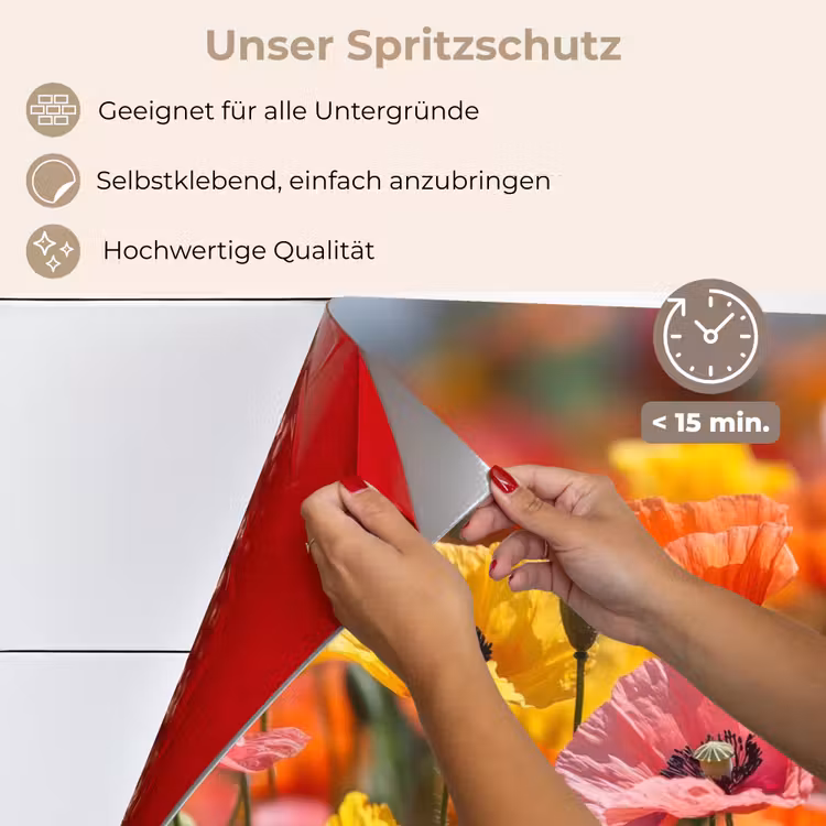 Bloemenveld - Klaprozen - Kleurrijk keuken achterwand spatscherm klein -spatscherm_DE
