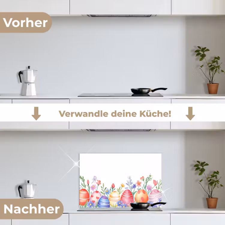 Bloementuin - Kleurrijk - Eieren keuken achterwand spatscherm klein -voor_na_DE