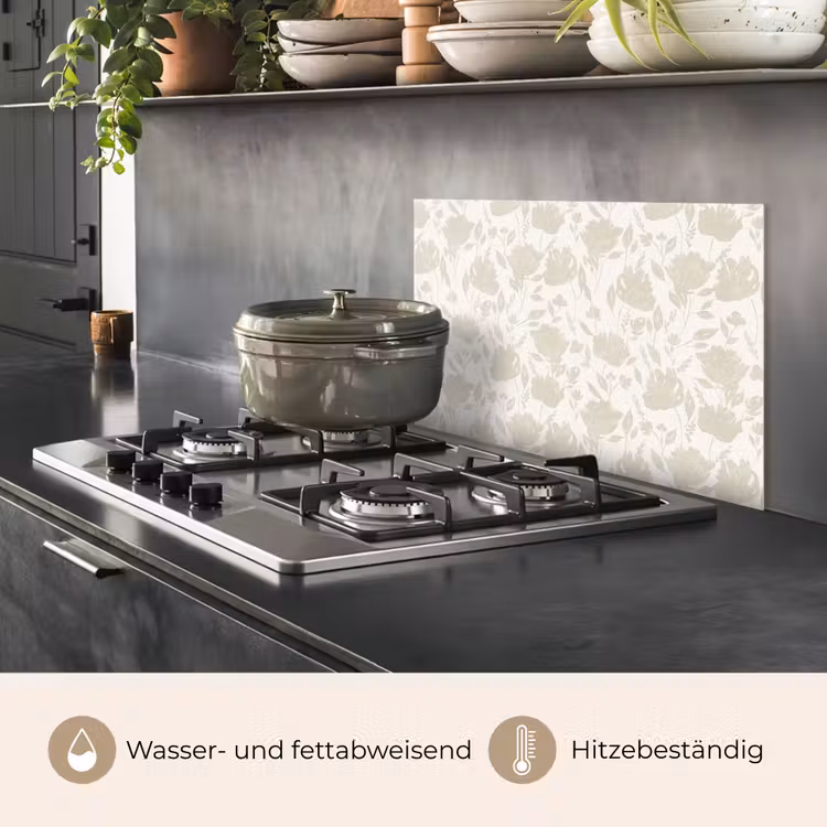Bloemenpatroon - Silhouet - Wit keuken achterwand spatscherm klein 900 -usp_DE