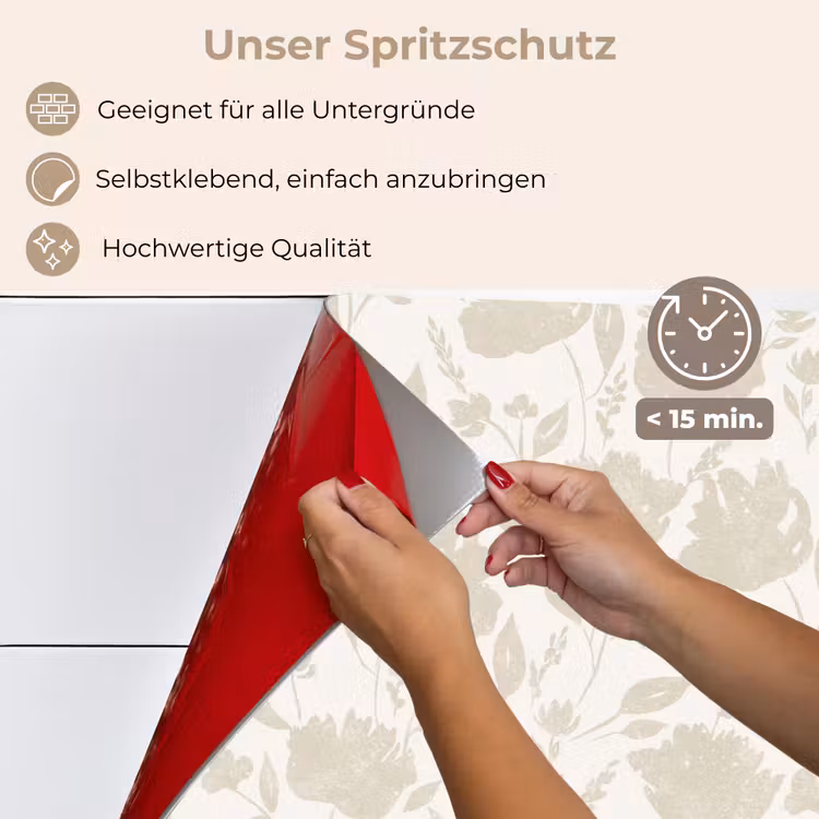 Bloemenpatroon - Silhouet - Wit keuken achterwand spatscherm klein 900 -spatscherm_DE