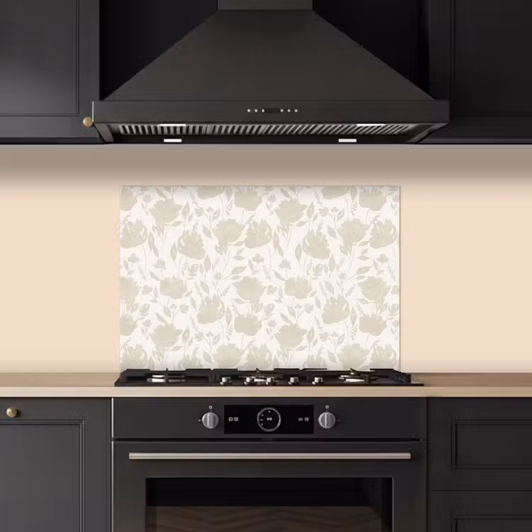 Bloemenpatroon - Silhouet - Wit keuken achterwand spatscherm klein 900 -sfeer1