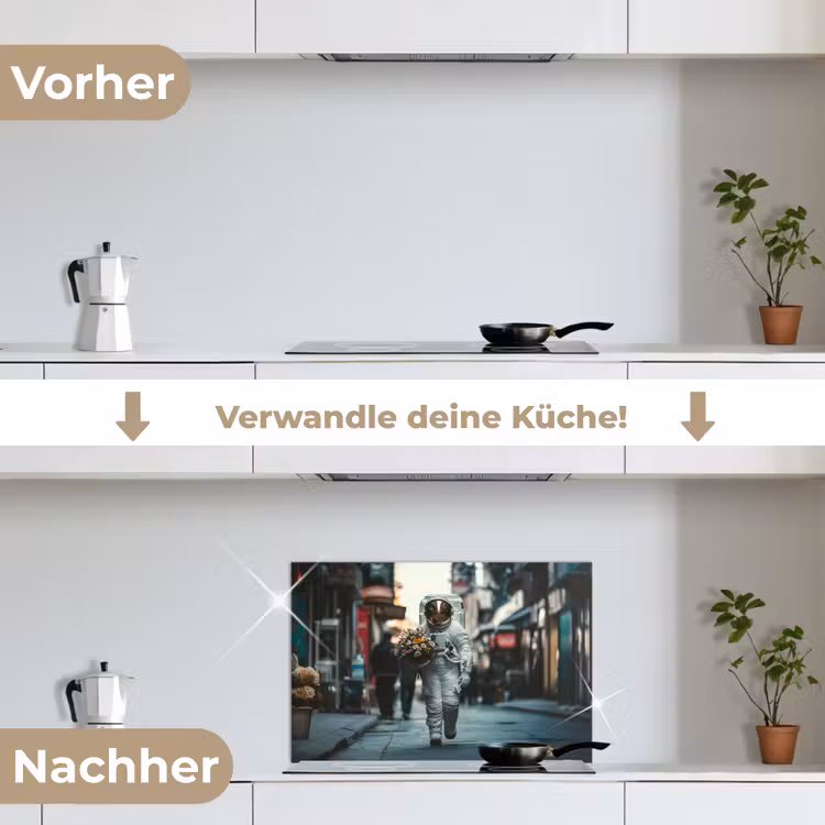 Boeket - Bloemen - Kleurrijk - Astronaut keuken achterwand spatscherm klein -voor_na_DE