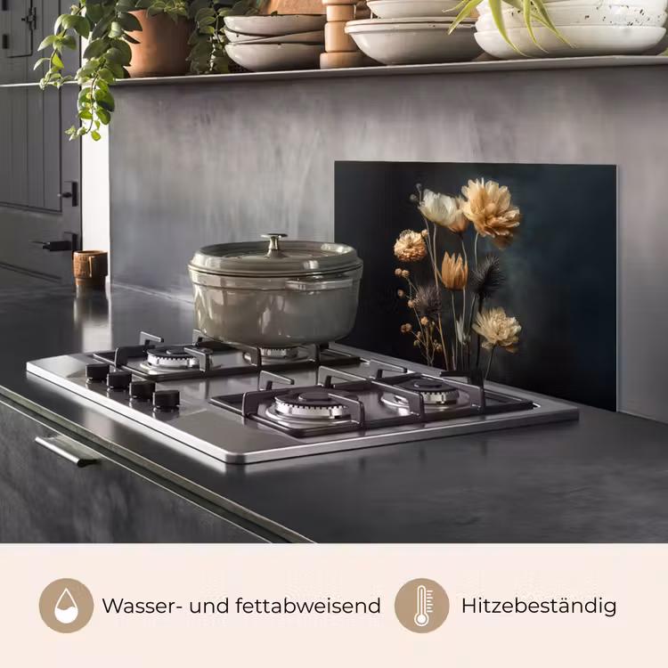 Boeket - Bloemen - Licht - Zwart keuken achterwand spatscherm klein -usp_DE