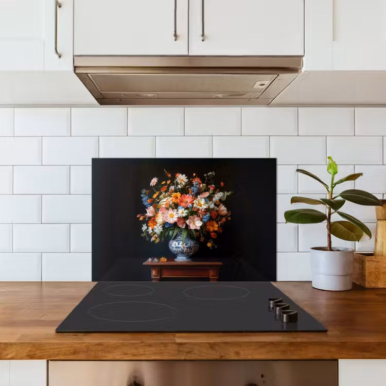 Boeket - Roze - Bloemen - Vaas keuken achterwand spatscherm klein -sfeer2